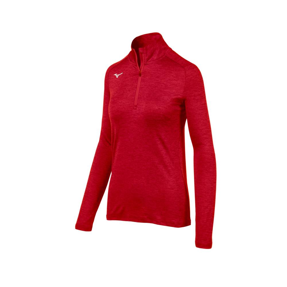 Mizuno Alpha ½ Zip - Bayan Pullover - Kırmızı Türkiye (ASLYEG-894)